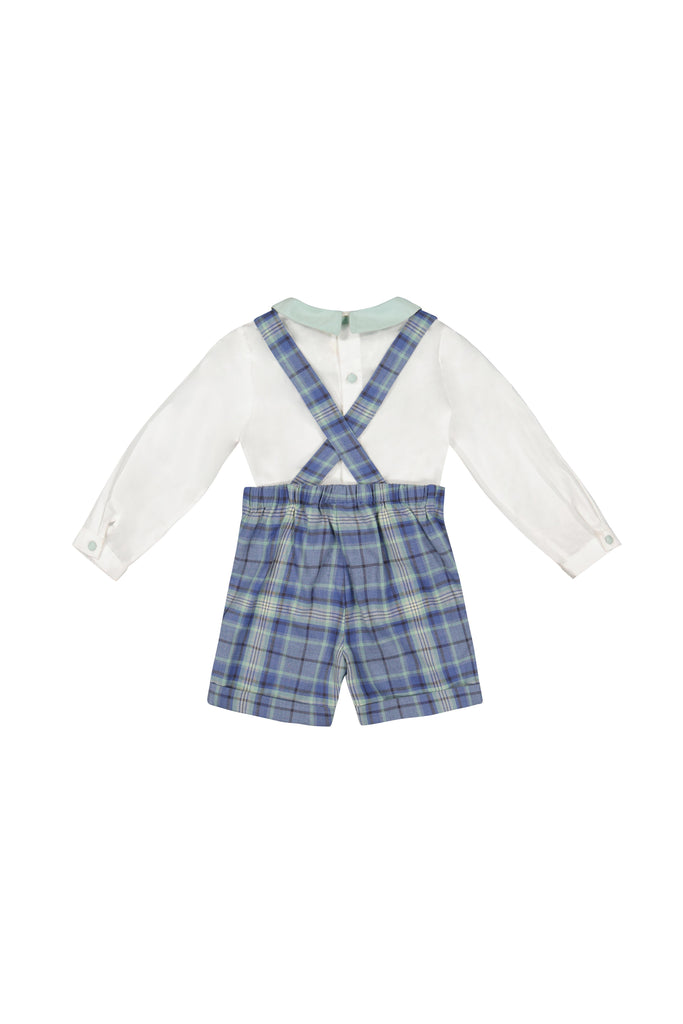George Blue Tartan Overalls and Shirt