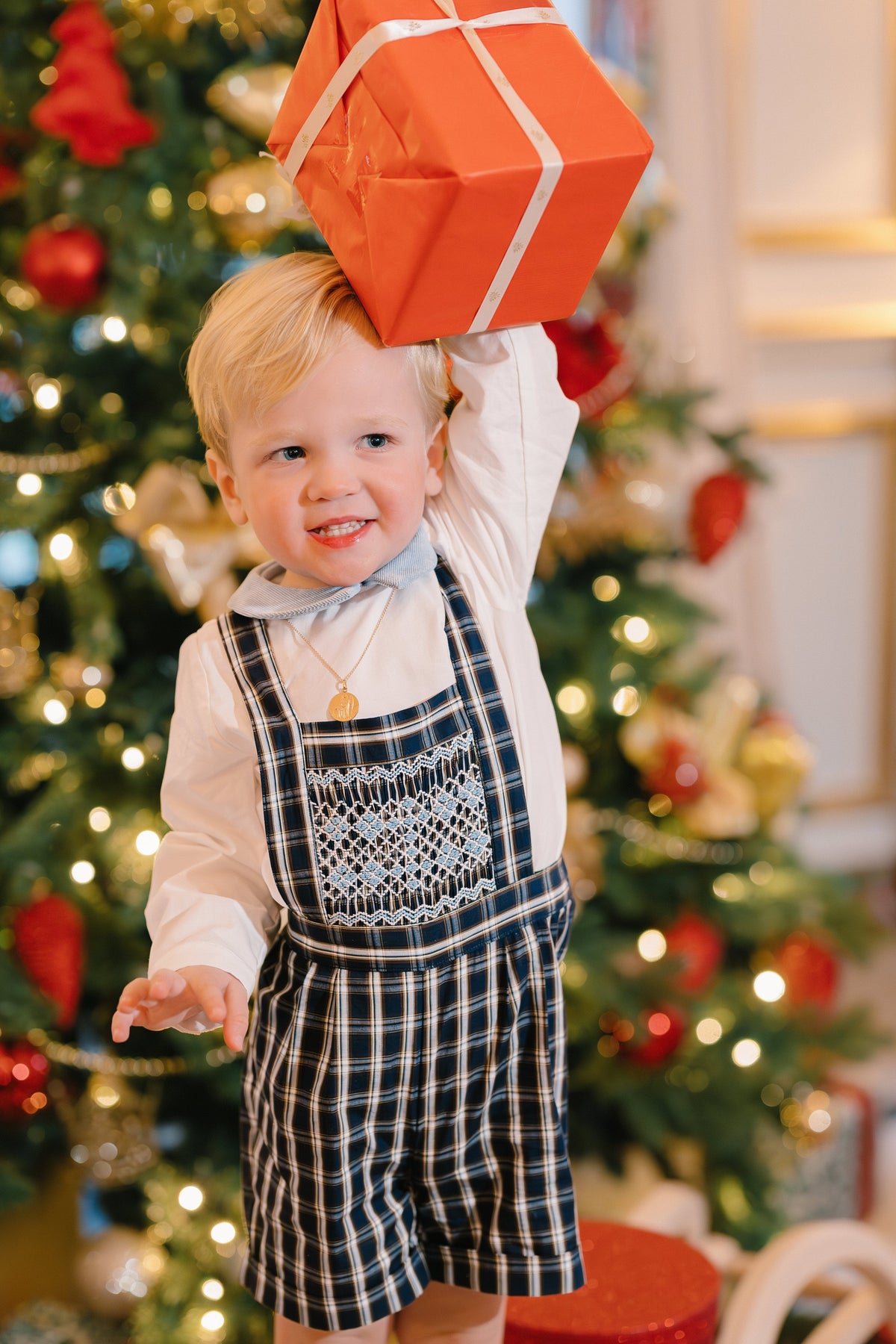 George Navy Tartan Boy Dungaree & Shirt