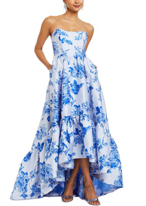 Georgiana Gown in Porcelain Blue Jacquard