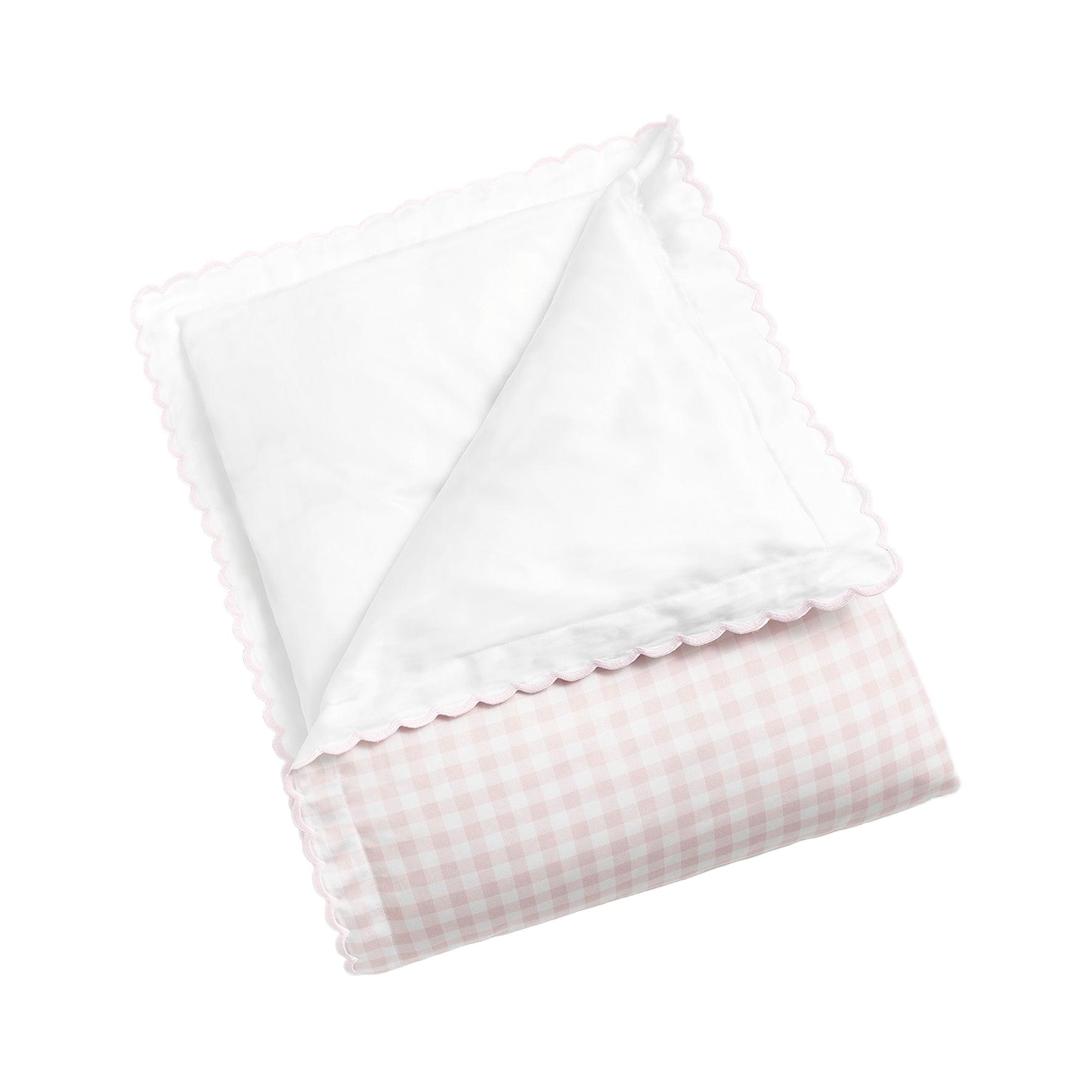 Baby Duvet in Picnic Gingham Print in the color Pink folded