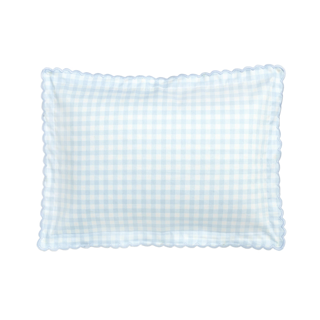 Picnic Gingham Toddler Pillow in Blue the Front Side