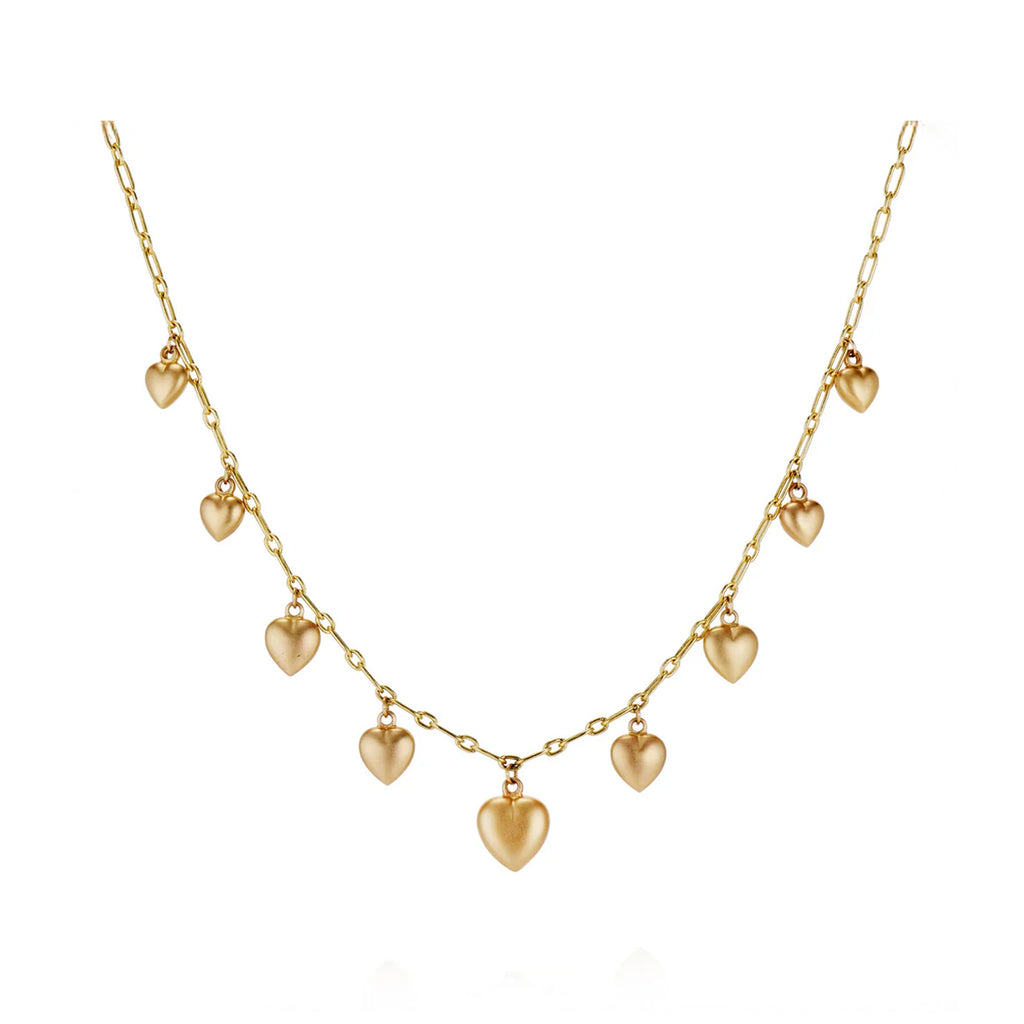 Graduated Puffy Heart Necklace