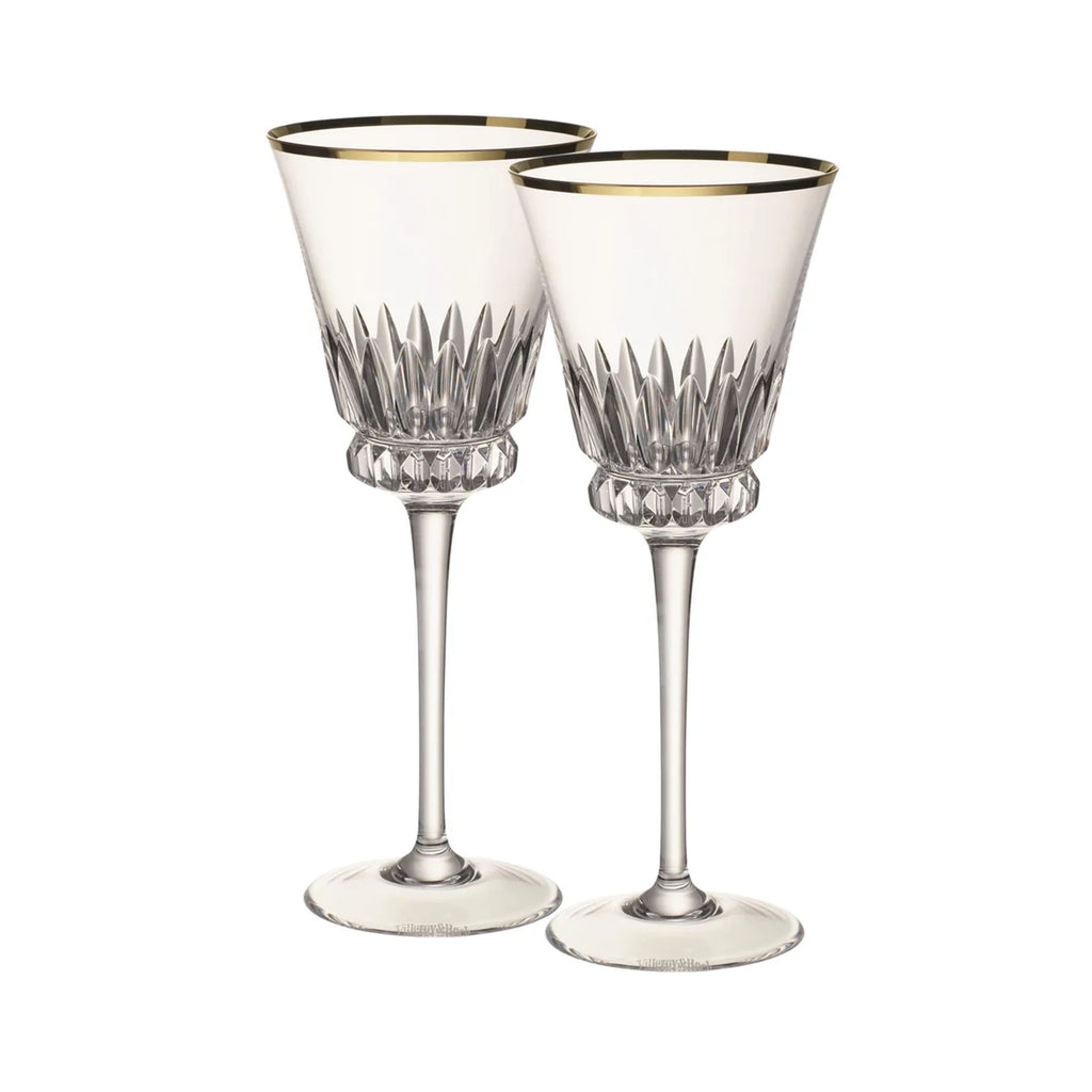 Grand Royal Gold White Wine Pair in Clear & Gold