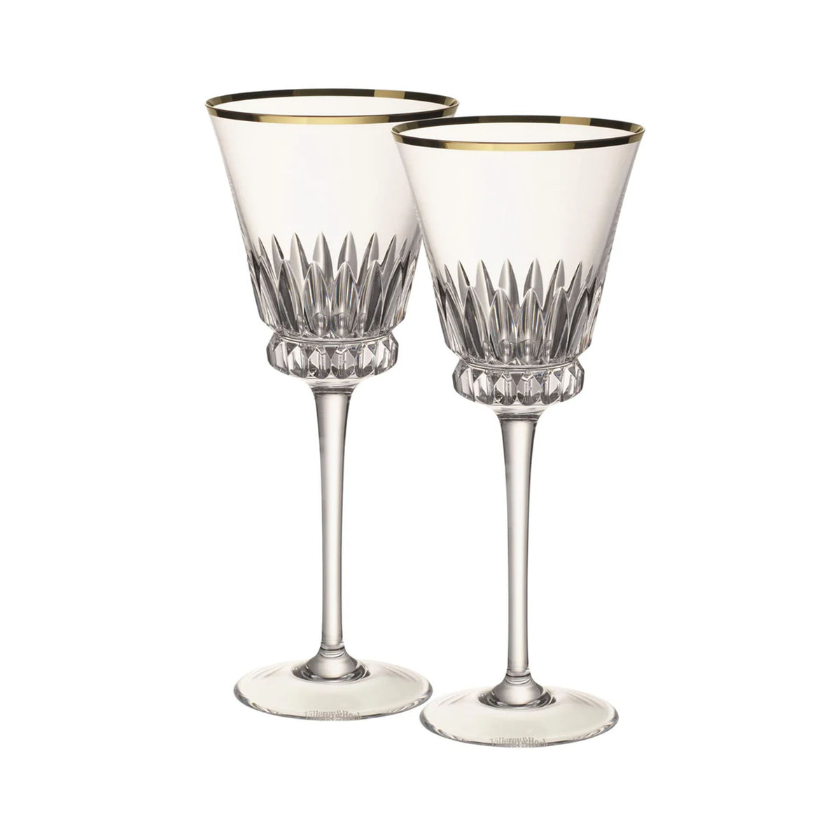 Grand Royal Gold White Wine Pair in Clear & Gold