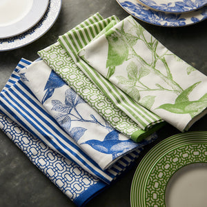 Pinstripe Dinner Napkins in Green, Set of 4