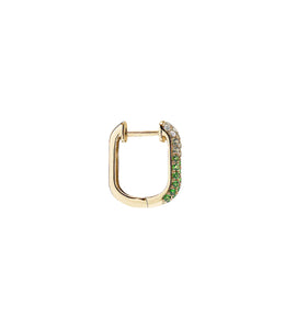 Diamond & Green Sapphire Oval Hoop Earrings