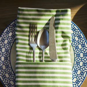 Pinstripe Dinner Napkins in Green, Set of 4