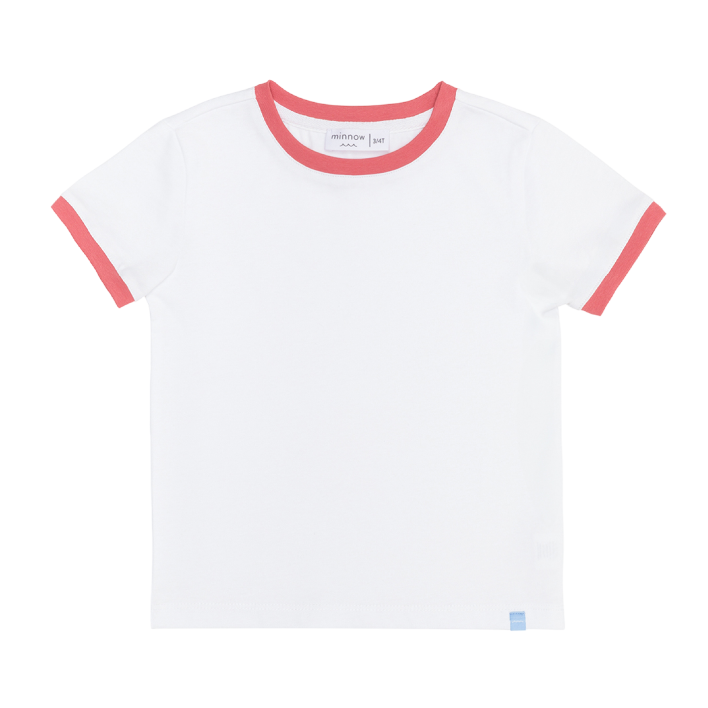 Unisex White Ringer Tee with Poppy Red Trim