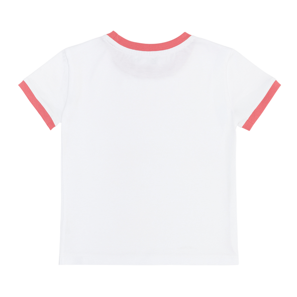 Unisex White Ringer Tee with Poppy Red Trim