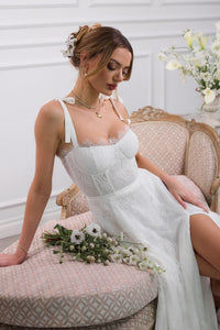 The Harmony Dress in White Chantilly Lace