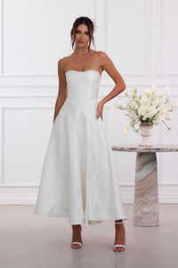 The Hazel Dress in White Baroque Floral