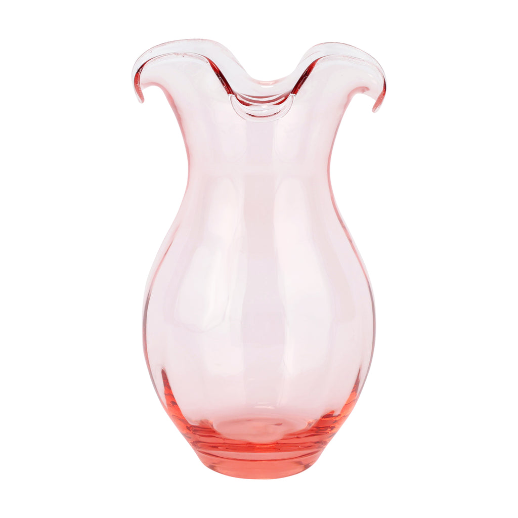Hibiscus Glass Vertical Fluted Medium Vase in Pink