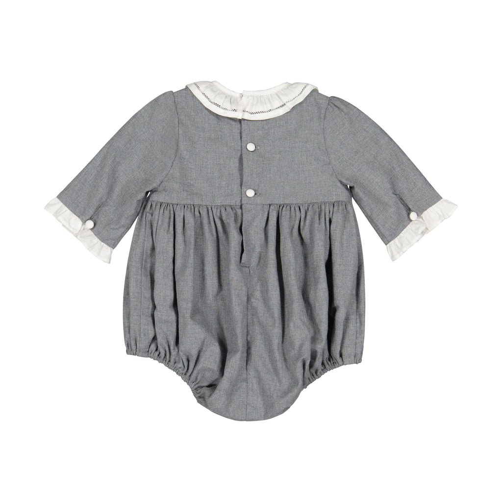Heidi Grey Long Sleeve Smocked Bubble