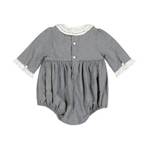 Heidi Grey Long Sleeve Smocked Bubble