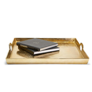 Gold Hotel De Ville Decorative Square Tray Recycled Aluminum