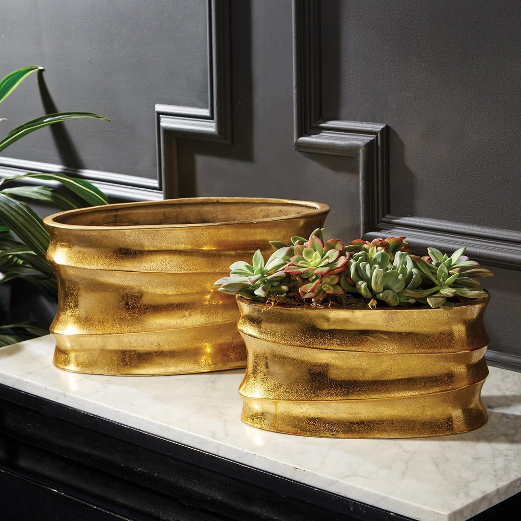 Gold Planter, Set of 2