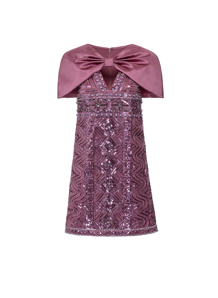 Kathy Dress Pink Embroidered Duchesse
