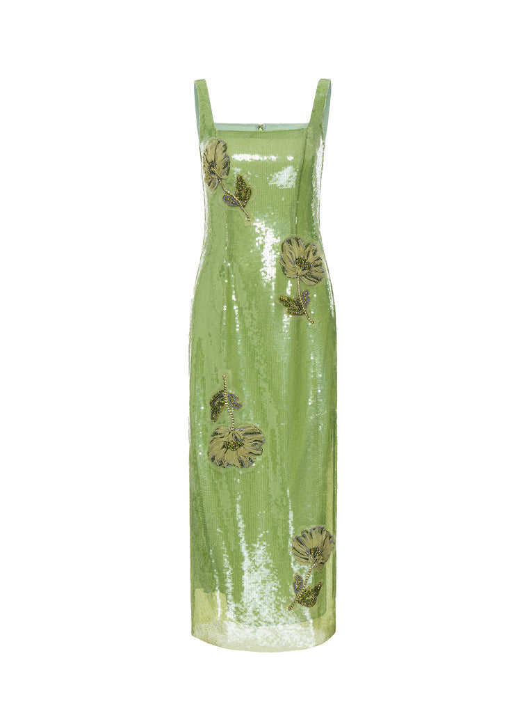 Marilyn Dress Lime Sequins