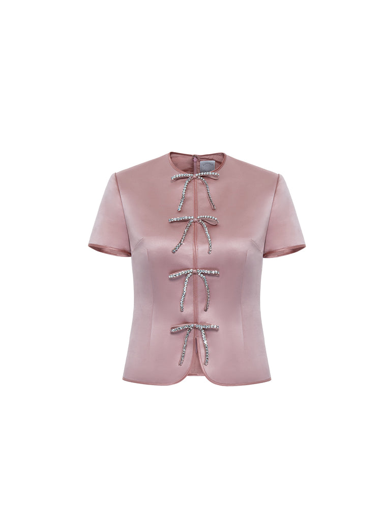 Claudine Top Pale Pink Duchesse