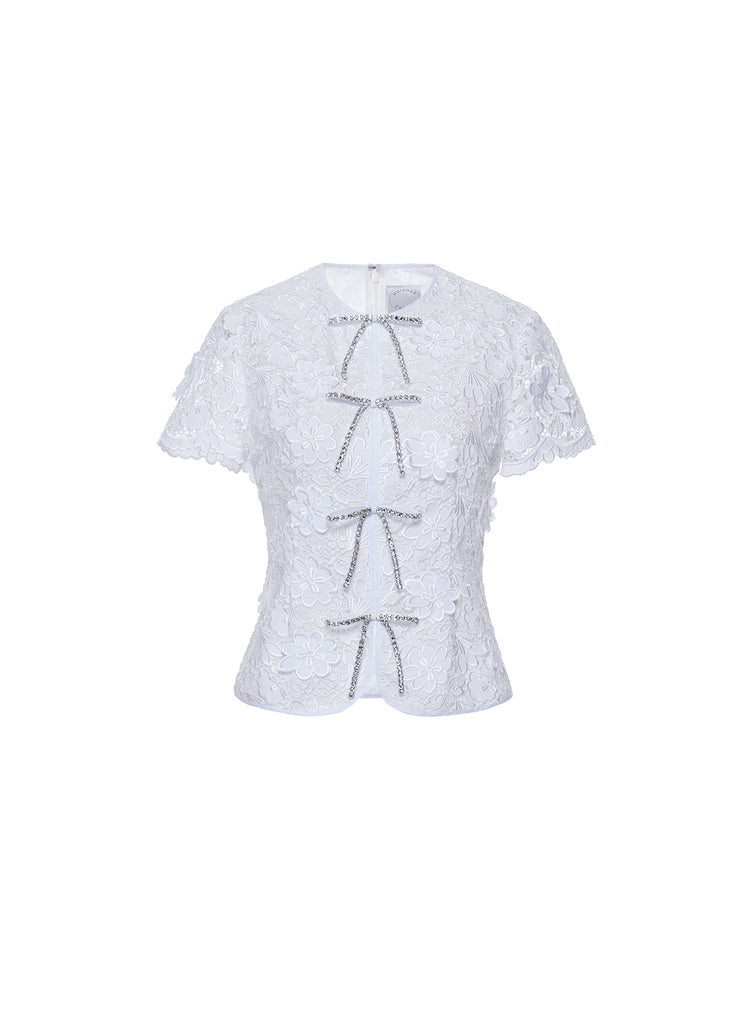 Claudine Top White Embroidered Cotton