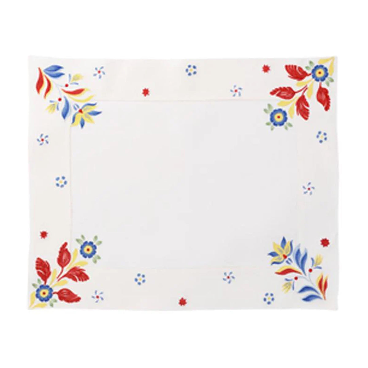 Hand-Embroidered Floral Placemats in Red Multi, Set of Two