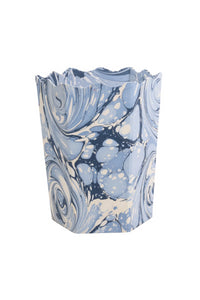 Hand-Marbled Scallop Waste Bin / Storage Bin in Ocean Wave