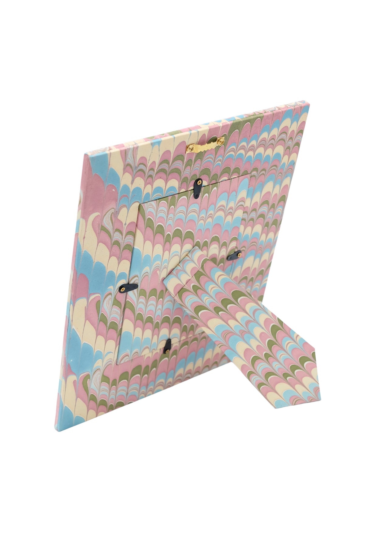 Hand-Marbled Large Wall Picture Frame 5x7 in Lilac Blue