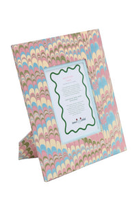 Hand-Marbled Large Wall Picture Frame 5x7 in Lilac Blue