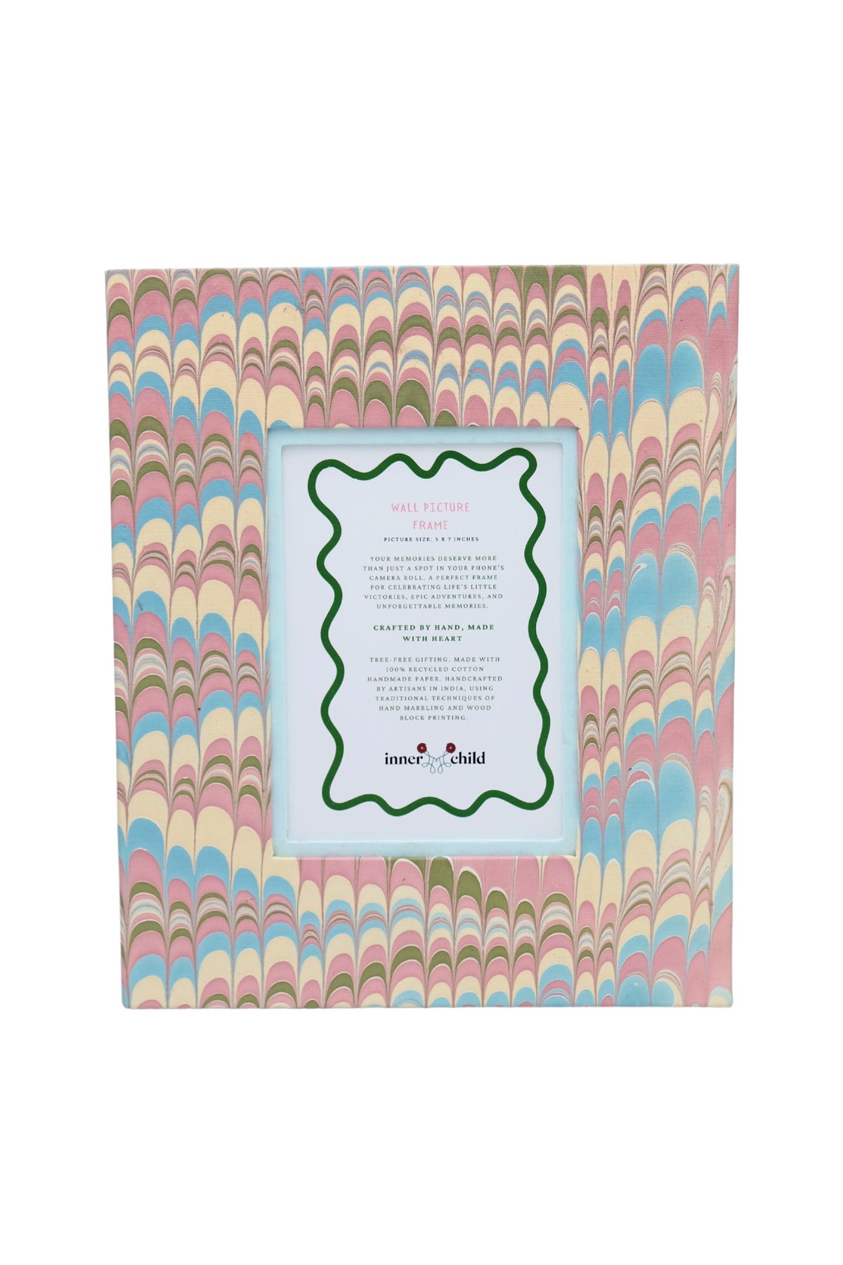 Hand-Marbled Large Wall Picture Frame 5x7 in Lilac Blue