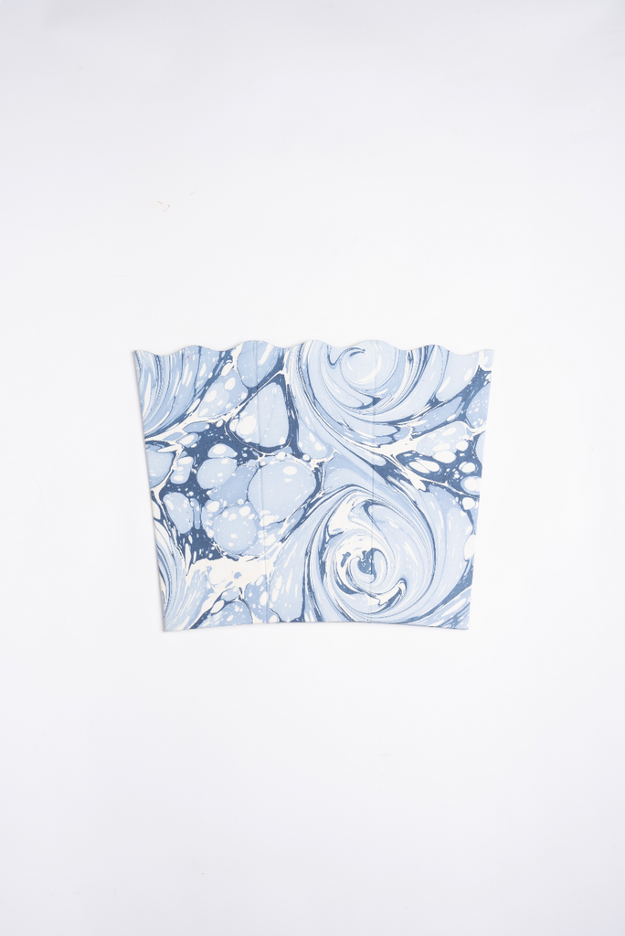 Hand-Marbled Scallop Waste Bin / Storage Bin in Ocean Wave