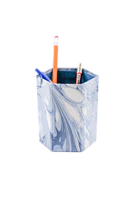 Hand-Marbled Pencil Holder Organizer in Ocean Wave