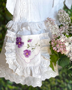 Heirloom Handkerchief Drop-Waist Dress in Dainty Purple Flowers, 6Y