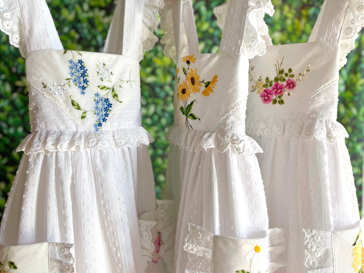 Heirloom Handkerchief Dress in Provençal Sunflowers & Daises, 8Y