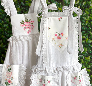 Heirloom Handkerchief Dress in Pink Hydrangeas & Butterflies, 6Y
