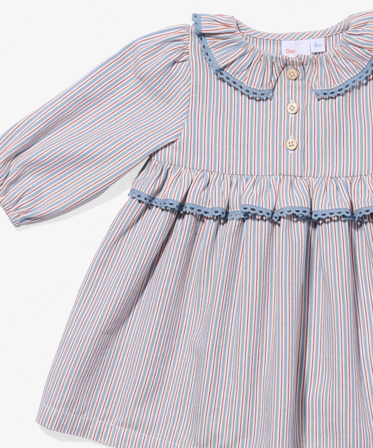 Hannah Baby Dress in Indigo Linen Stripe