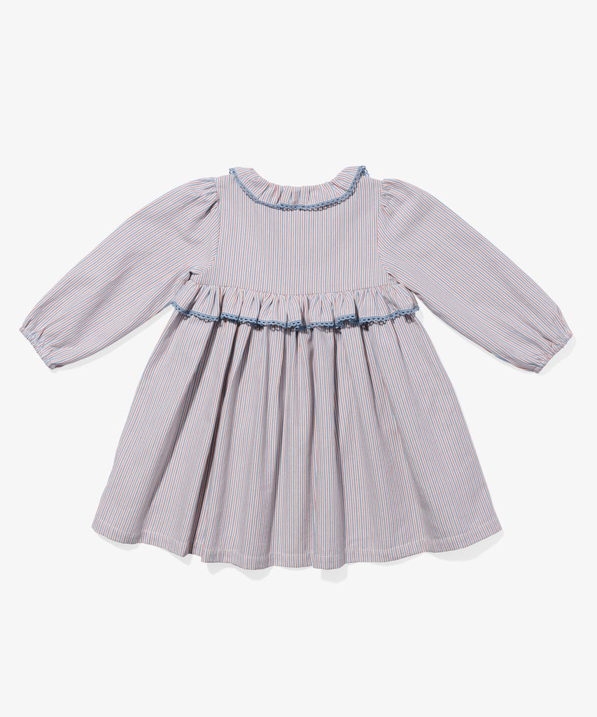 Hannah Dress in Indigo Linen Stripe
