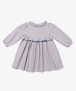 Hannah Dress in Indigo Linen Stripe