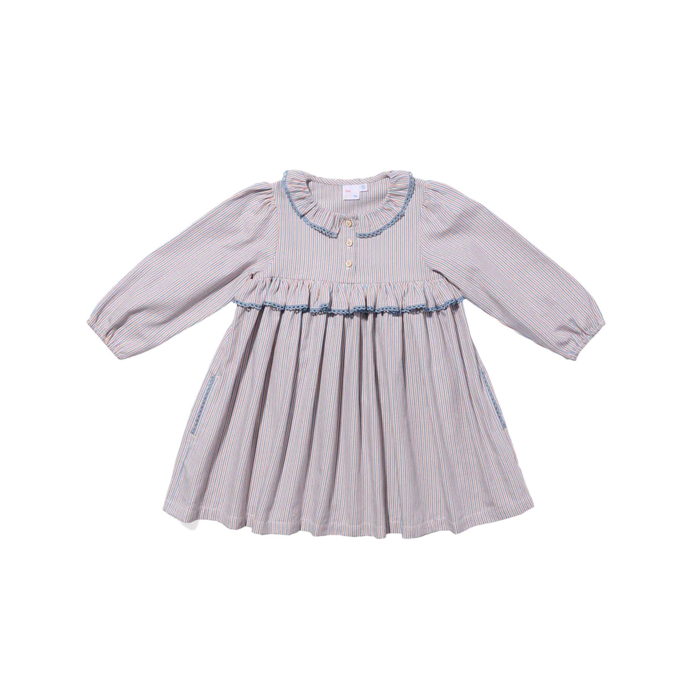 Hannah Dress in Indigo Linen Stripe