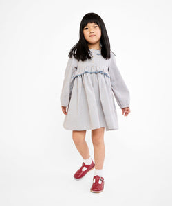 Hannah Dress in Indigo Linen Stripe