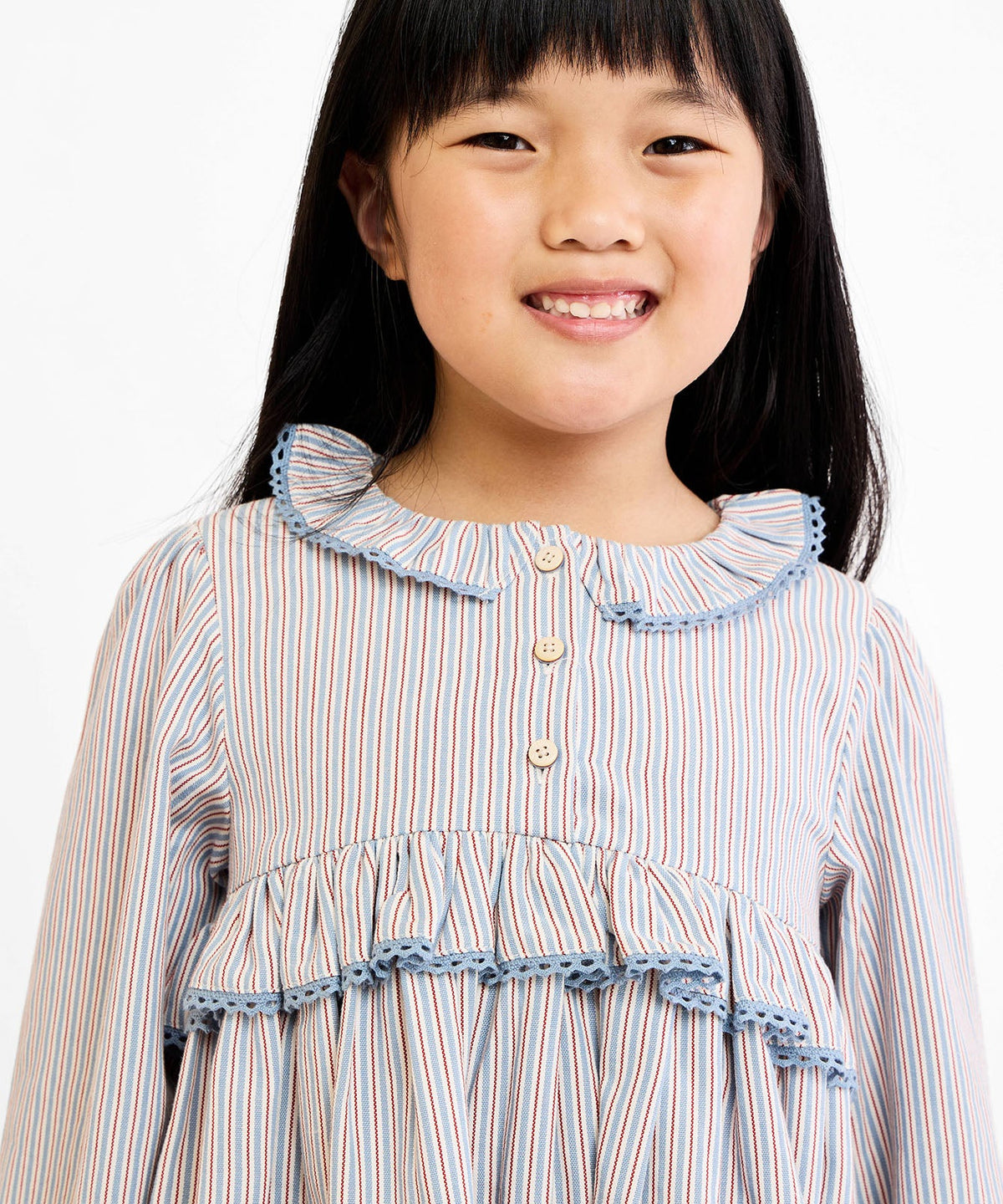 Hannah Dress in Indigo Linen Stripe