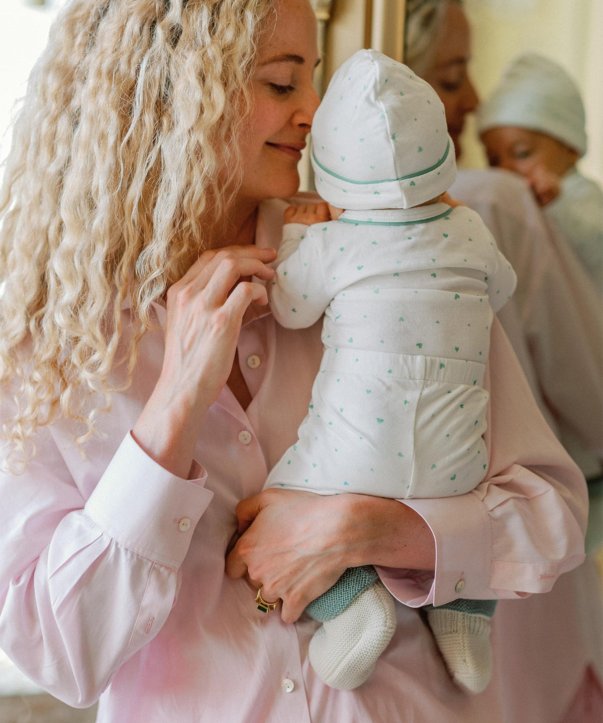 Hazy Hat in Seafoam Hearts