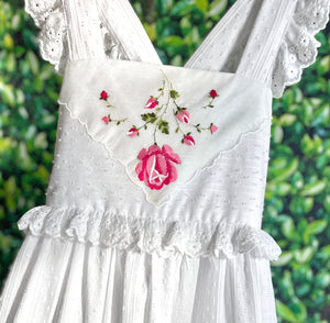 Heirloom Handkerchief Dress in Hot Pink Rose, 12Y