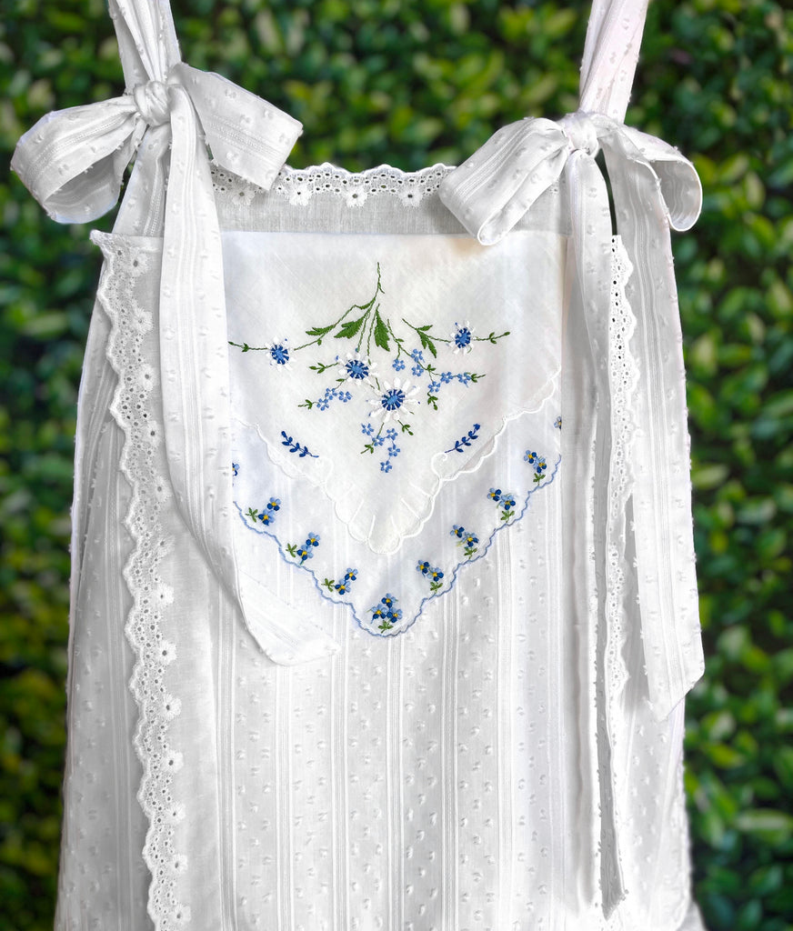 Heirloom Handkerchief Drop-Waist Dress in Blue Flowers & Butterflies, 10Y