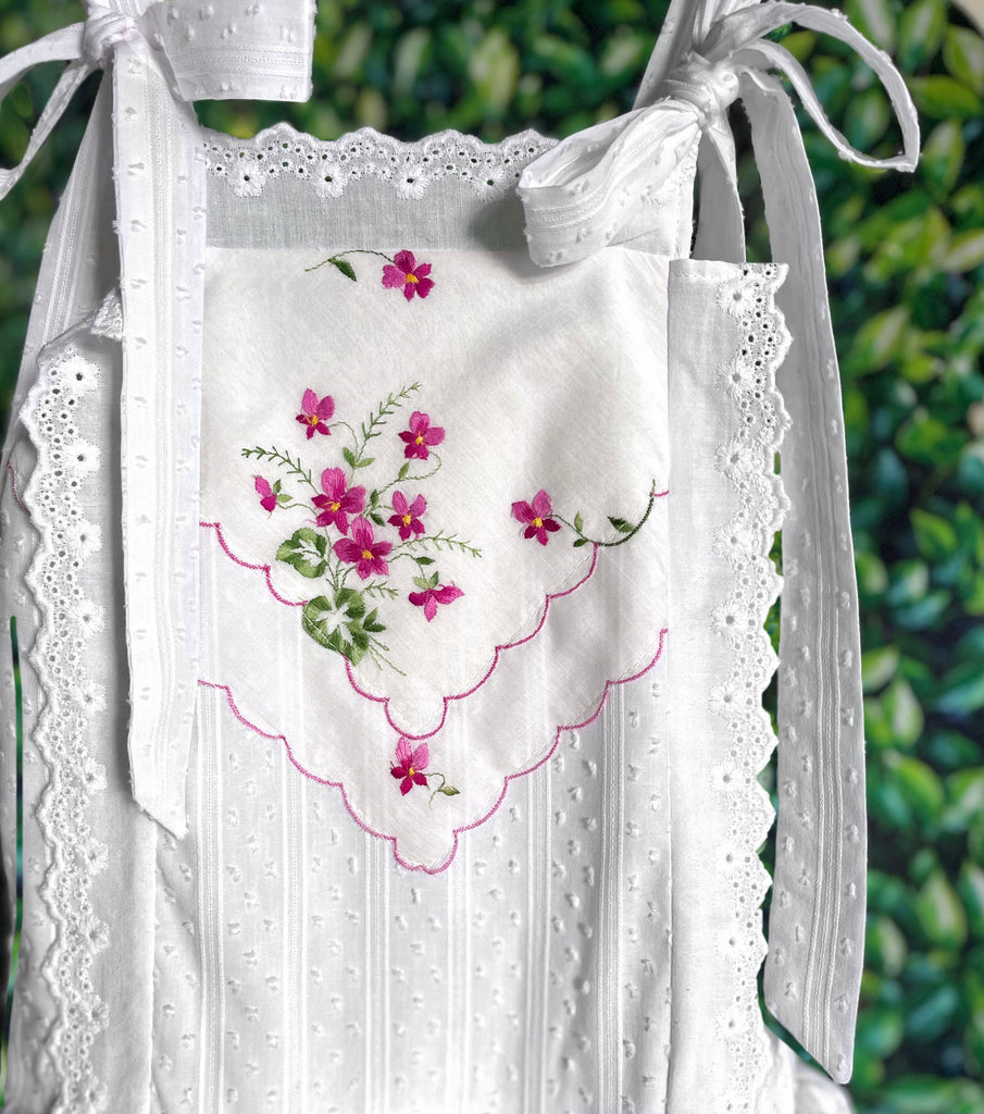 Heirloom Handkerchief Drop-Waist Dress in Wild Magenta Flowers, 6Y