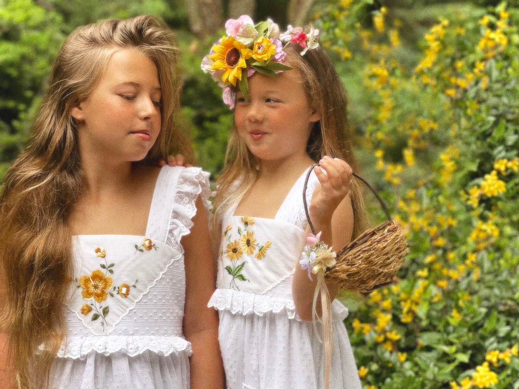 Heirloom Handkerchief Dress in Multicolored Flower Garden, 12Y