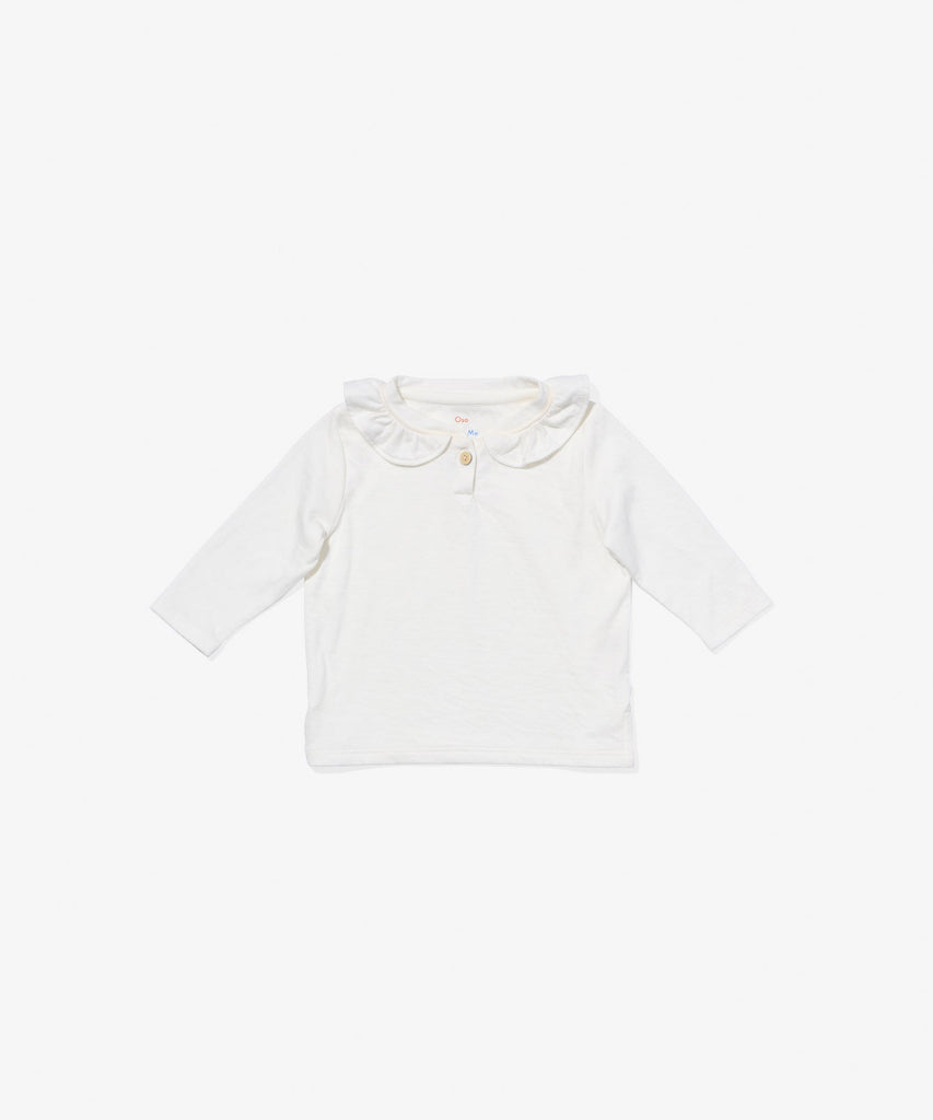 Hen Baby Shirt in Vanilla Piping