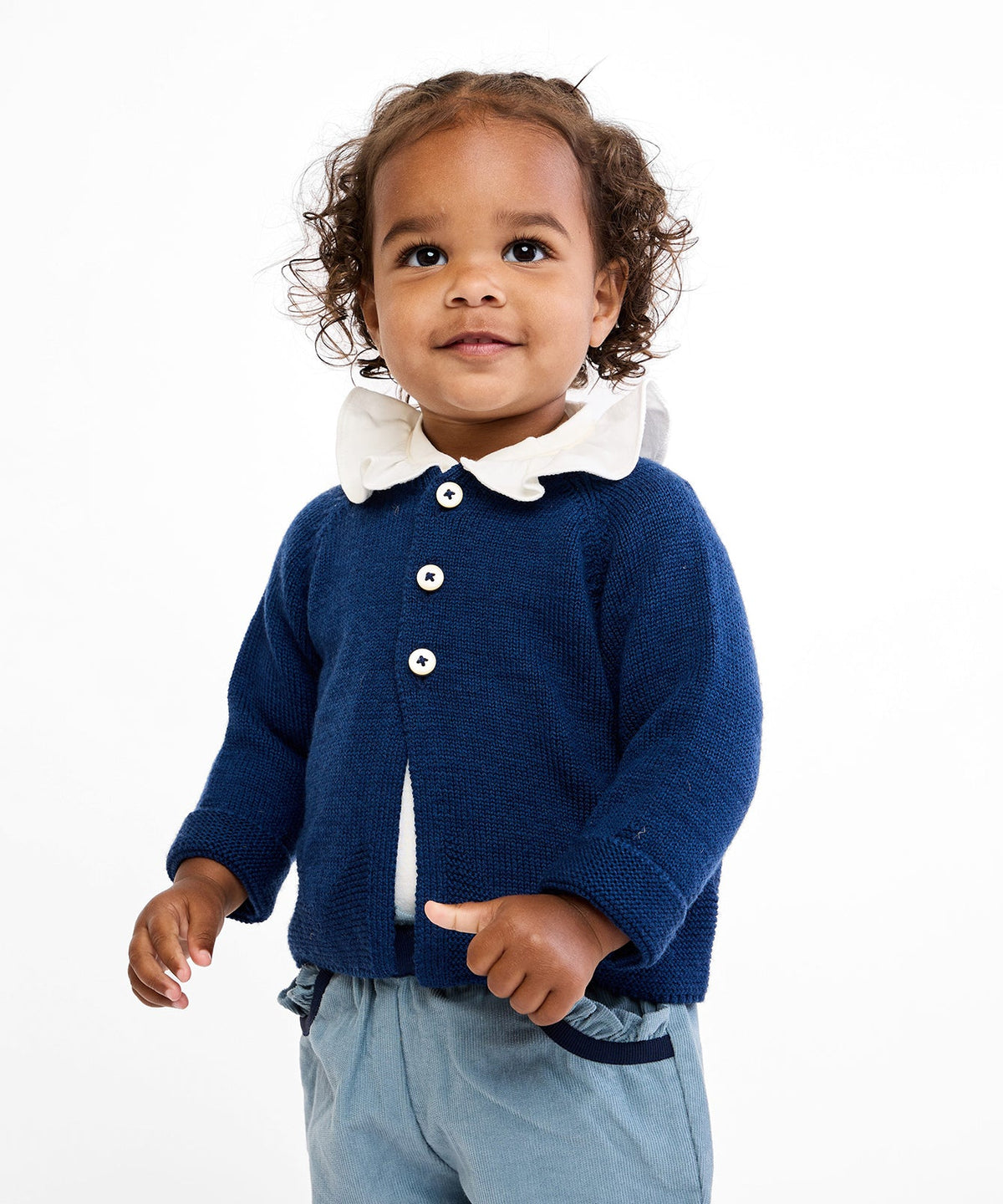 Hen Baby Shirt in Vanilla Piping