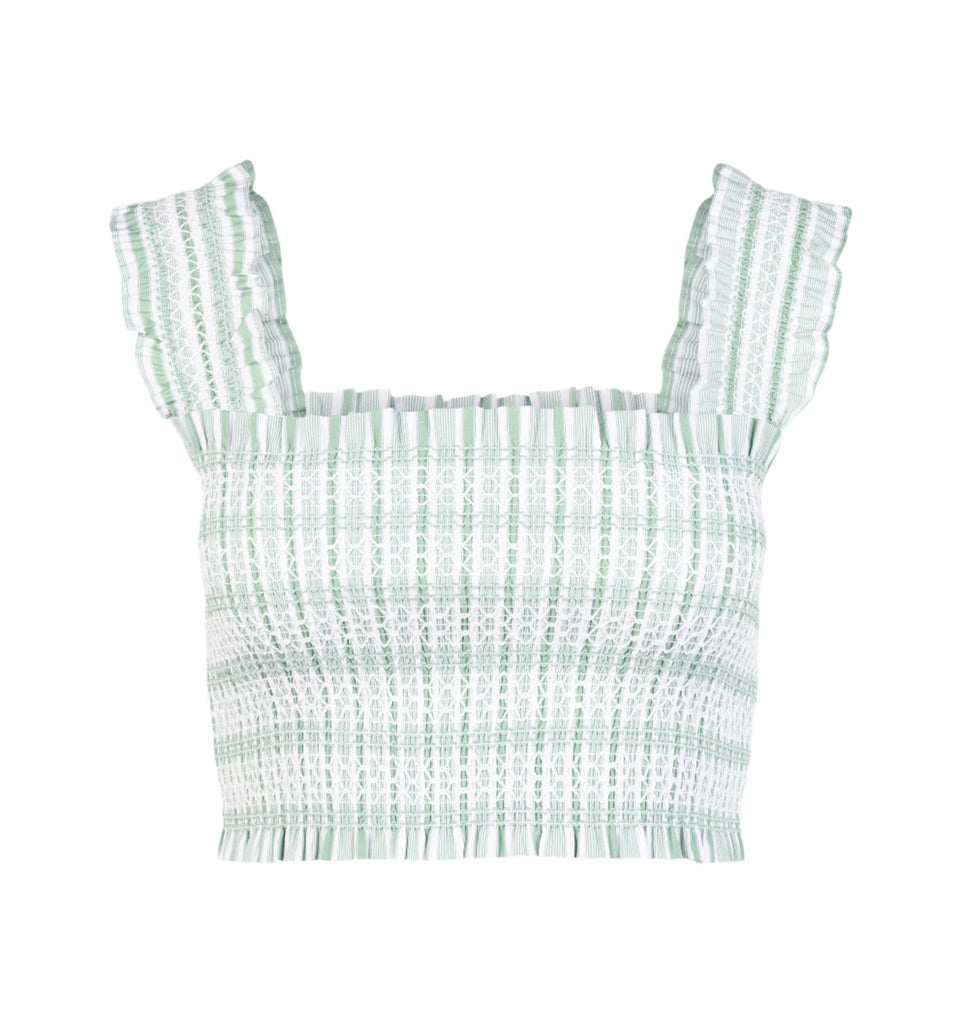 The Azalea Nap Top in Apple Green Stripe