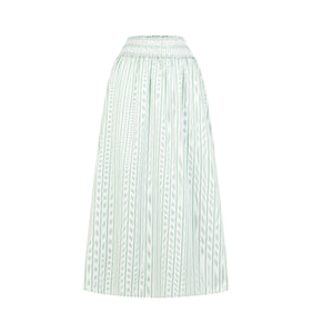 The Delphine Nap Skirt in Apple Green Stripe