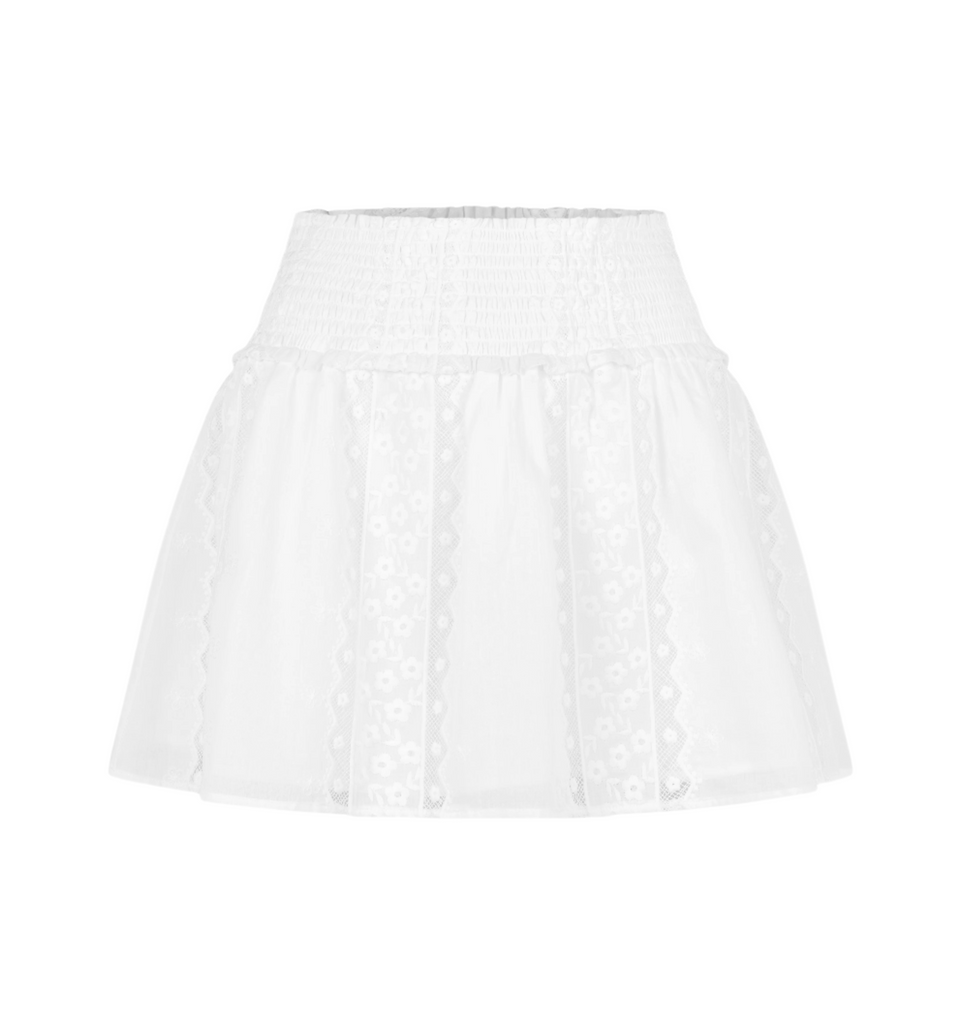 The Delphine Mini Nap Skirt - White Broderie Voile